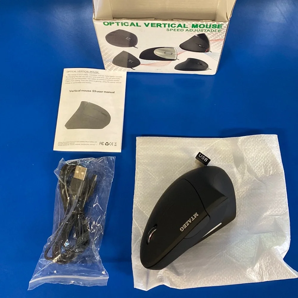 New Open Box Untested Optical Vertical Mouse Speed Adjustable